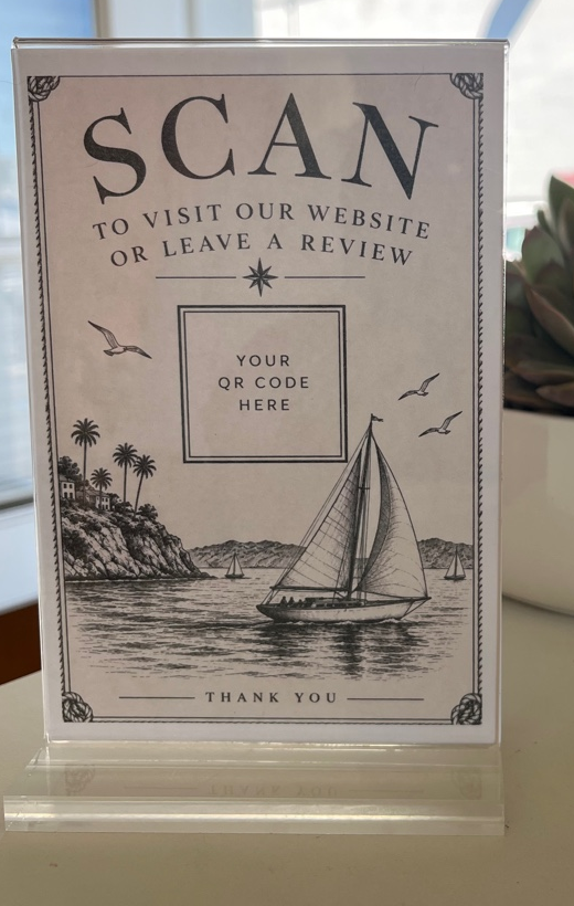 Website card on a counter