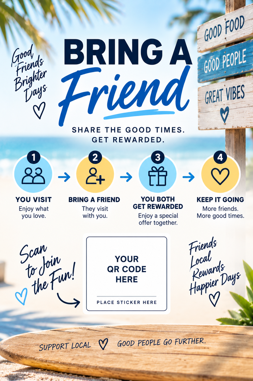 Bring-a-friend rewards card for any local business