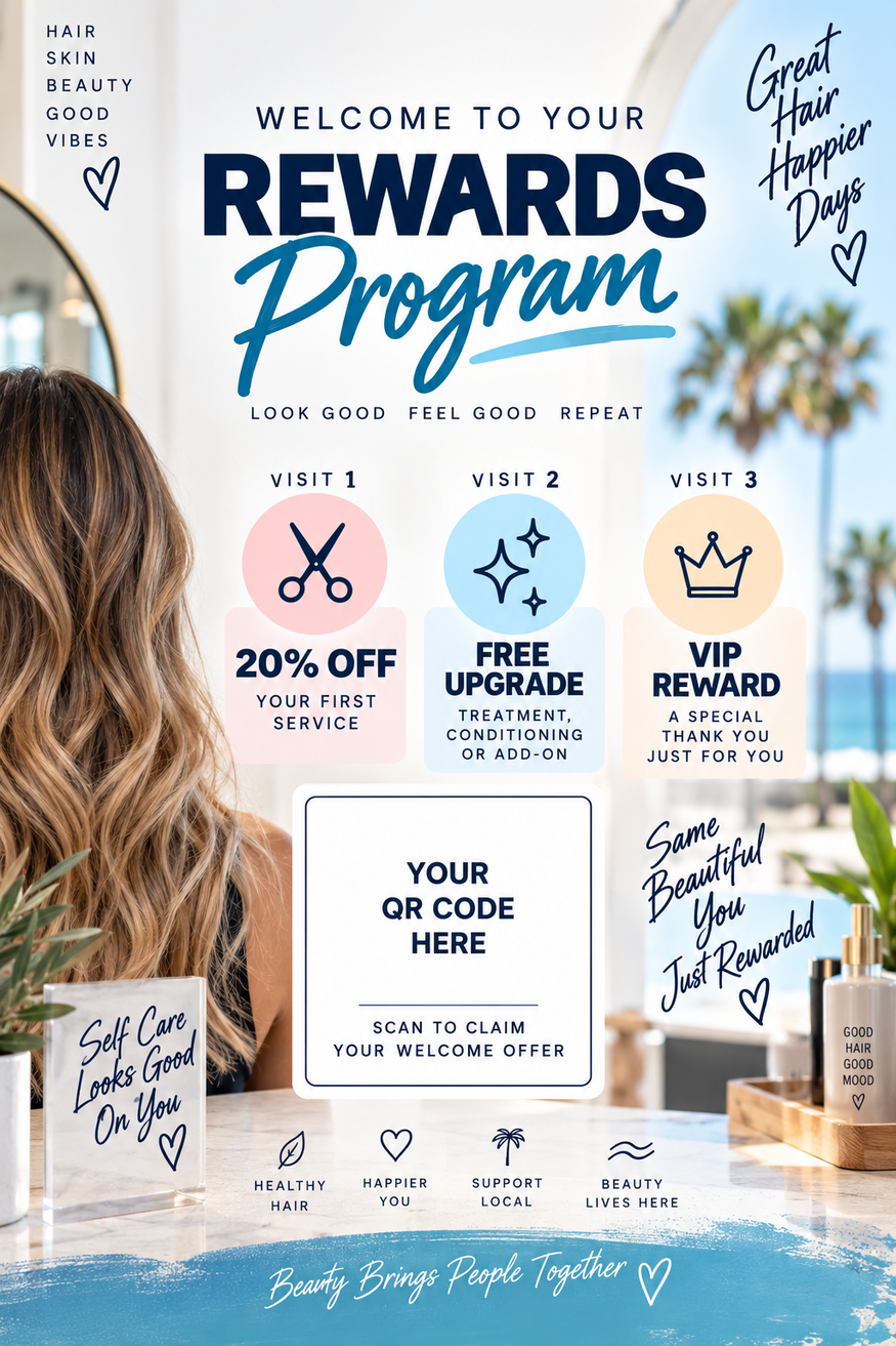 Hair salon rewards program card